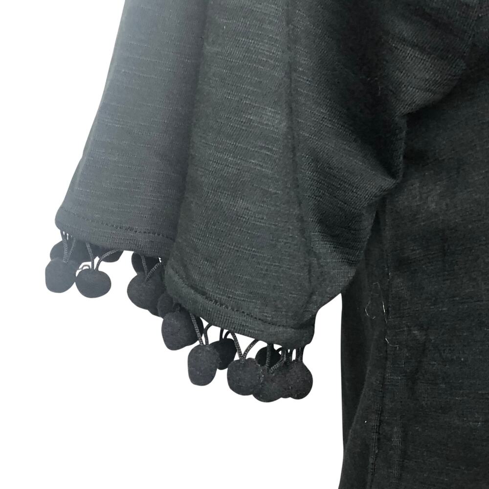 Belle by Kim Gravel Black Knit Pom Pom Top - Size Medium - Picture 3 of 11